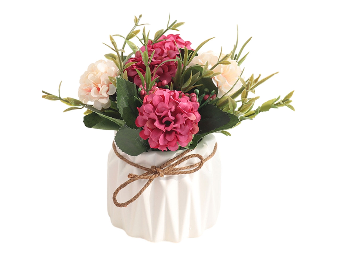 Flores Artificiais em Vasos Pequenos de Cerâmica para Decoração de Casa e Escritório NEVEANCE