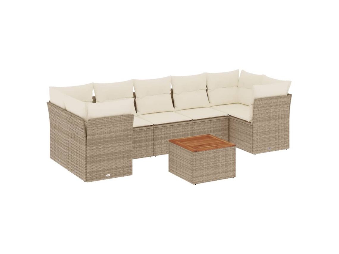 Maison Exclusive - 8 Pcs Conjunto De Sofás P/ Jardim Com Almofadões Vime Pe Bege