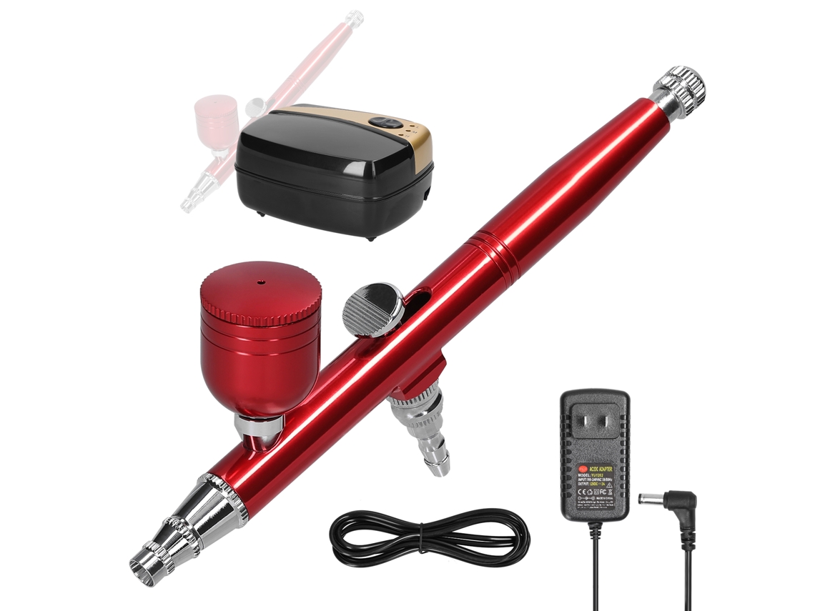 Kit profissional de compressor de ar e aerógrafo 18psi com 3 velocidades para modelos, maquiagem, unhas e decoração de bolos.