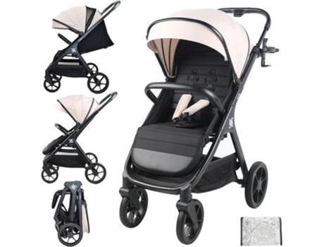 Twinly - Carrinho de Bebê Leve até 22kg Dobrável SPACELY, Carrinho Extra Grande e Confortável, Fácil de Dobrar, Capota XXL UPF-50, Capa de Chuva