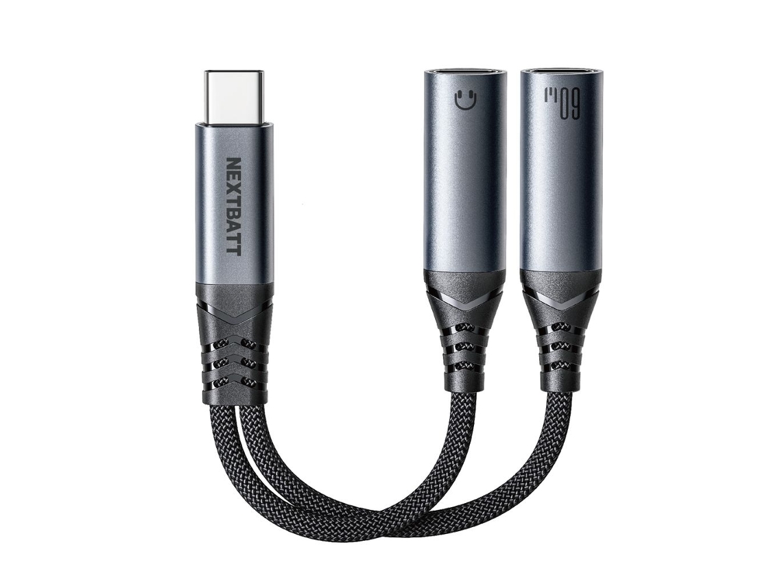 Adaptador de áudio 2 em 1 Nextbatt, cabo USB C para duplo AQUAFORGE