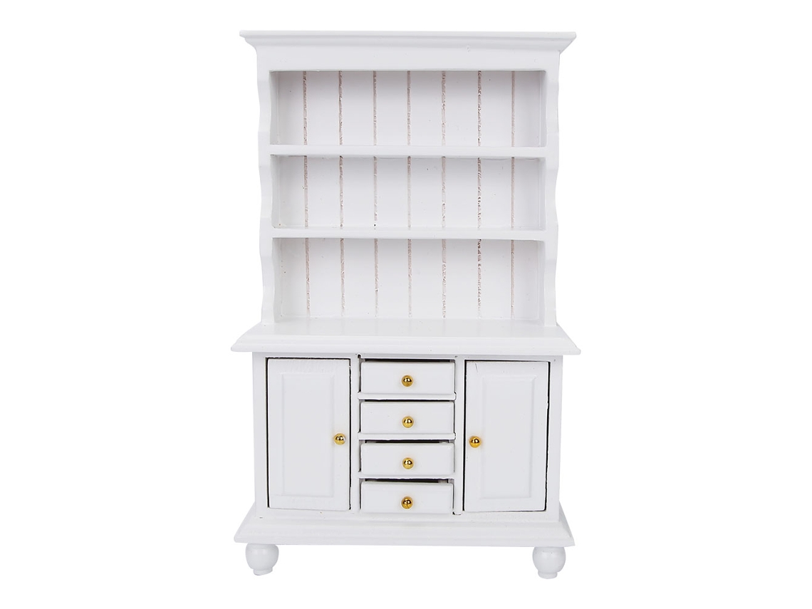 Ats acessórios para Casa de Boneca Móvel Simulado Armário de Três Camadas de Madeira Branco