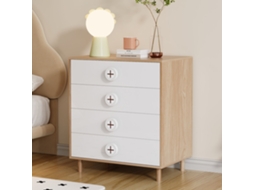 Mesa de Cabeceira NOVELA 80x54x90 cm com 4 gavetas, suporte reforçado e MDF lacado branco