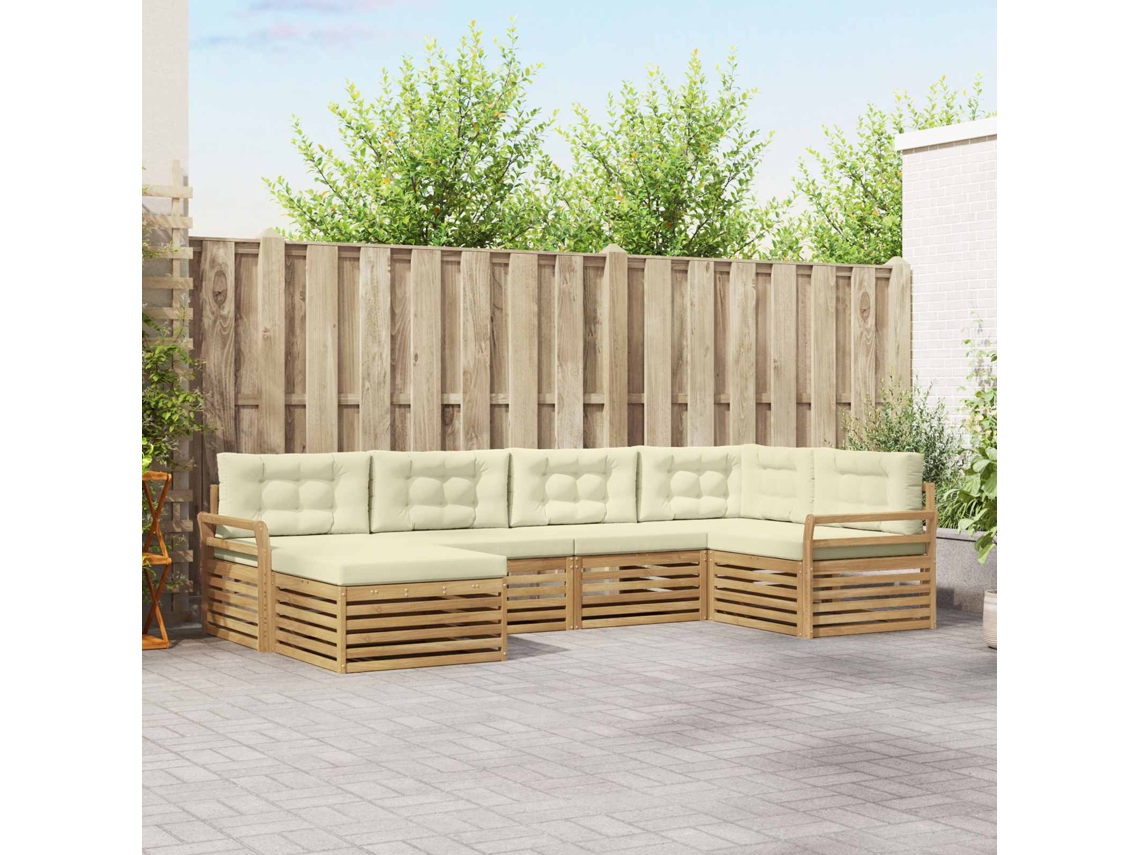 Vidaxl Conjunto De Sofás Para Exterior 6 Unid. Branco E Creme
