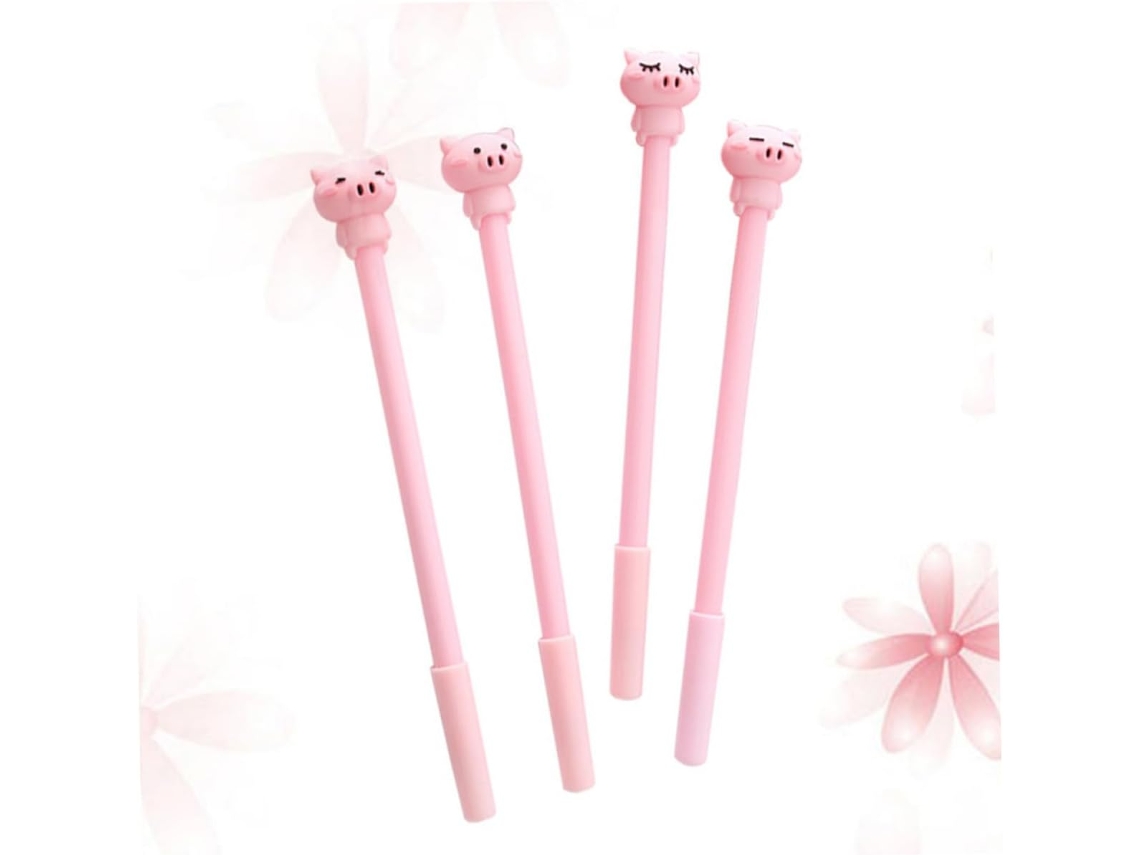 Canetas De Gel Exceart Em Formato Porquinho Rosa, Pacote Com 16