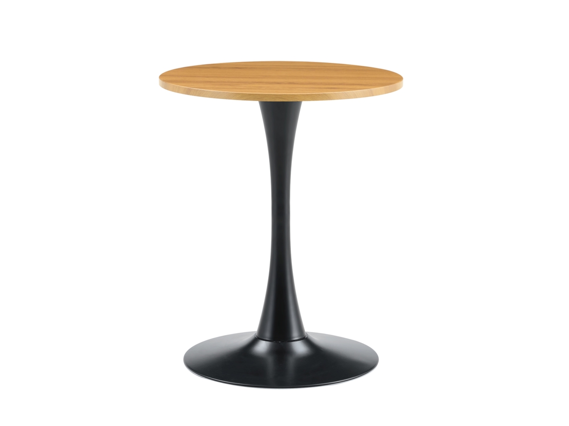 Mesa lateral redonda 60cm MDF, grão de madeira PAPRIKA