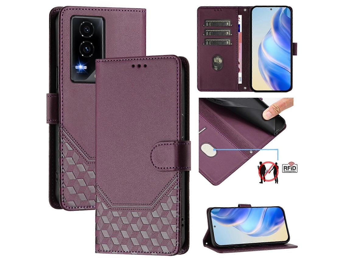 Capa De Couro Para Celular Com Relevo Rfid Em Formato De Favo De Mel