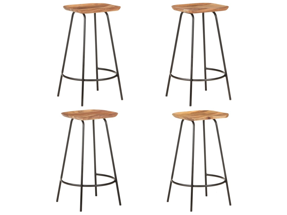 Vidaxl Bancos De Bar 4 Pcs Madeira De Acácia Maciça