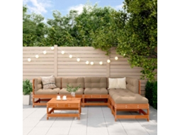 Vidaxl Conjunto De Lounge De Jardim 7 Unid. Castanho Encerado
