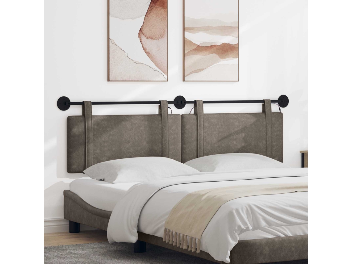 Vidaxl Cabeceira Suspensa Cinzento Pu Antigo
