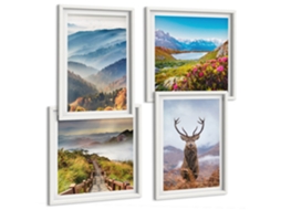 Composição De Quadros Paisagens De Montanhas E Florestas Selvagens Espelharte (4 Peças)