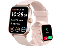 Relógio inteligente Bestvite com Bluetooth, chamada Alexa integrada, rastreador de condicionamento físico HD de 1,8 polegadas, frequência cardíaca, SpO2 e monitor de sono, rosa