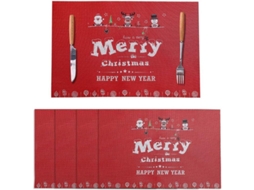 Jogo de 4 Guardanapos de Natal, PVC Lavável, Mesa, Cozinha, Decoração, Presente