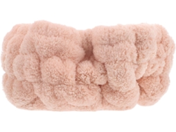 Faixa de Cabelo em Fleece Coral Rosa, Elástico e Macia Ao Toque.