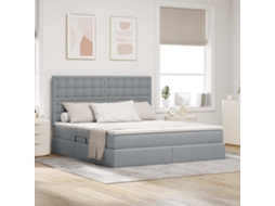 Vidaxl Cama De Armazenamento Led Com Colchão Cinzento-claro