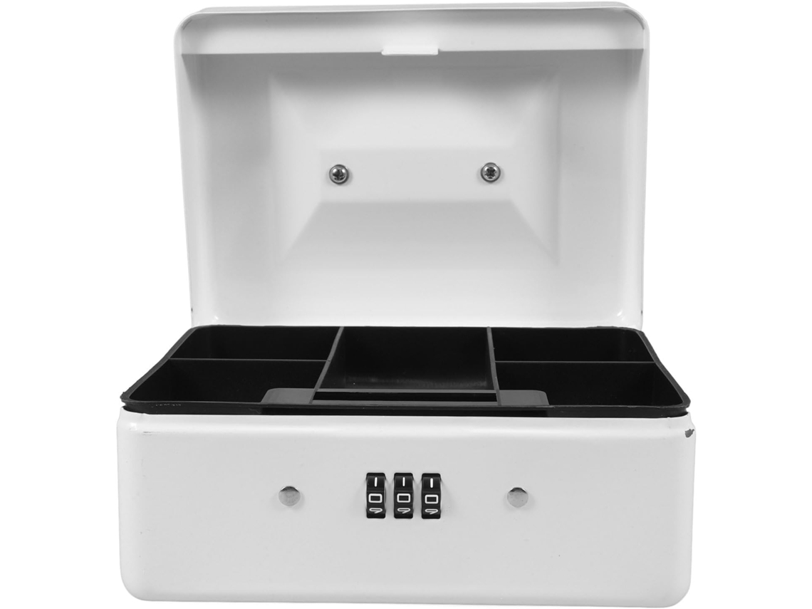 Cofre Portátil Healeved com Fechadura de Combinação Segura, Pequeno, em Ferro Branco, Caixa Multifuncional Par