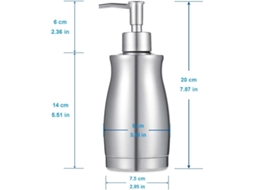Dispensador Inox 400ml Recarregável P Sabão Mãos Xampu Gel Banho Detergente ZYBLSSBB