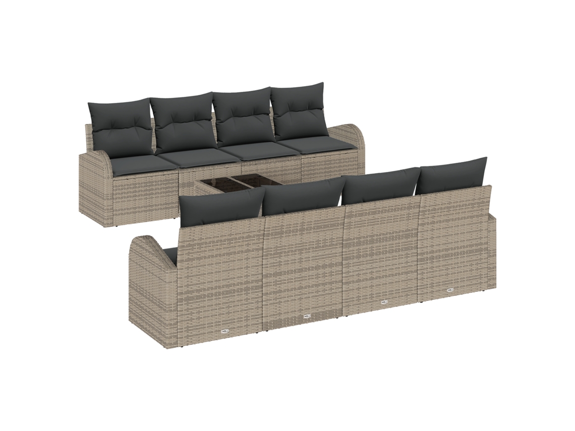 Conjunto 9 Móveis Para Exterior Vidaxl Cinzento Vime Pe (55 X 55 X 37 Cm)