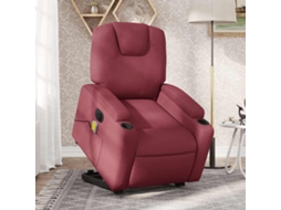 Vidaxl Poltrona Elevatória De Massagens Elétrica Tecido Vermelho Tinto