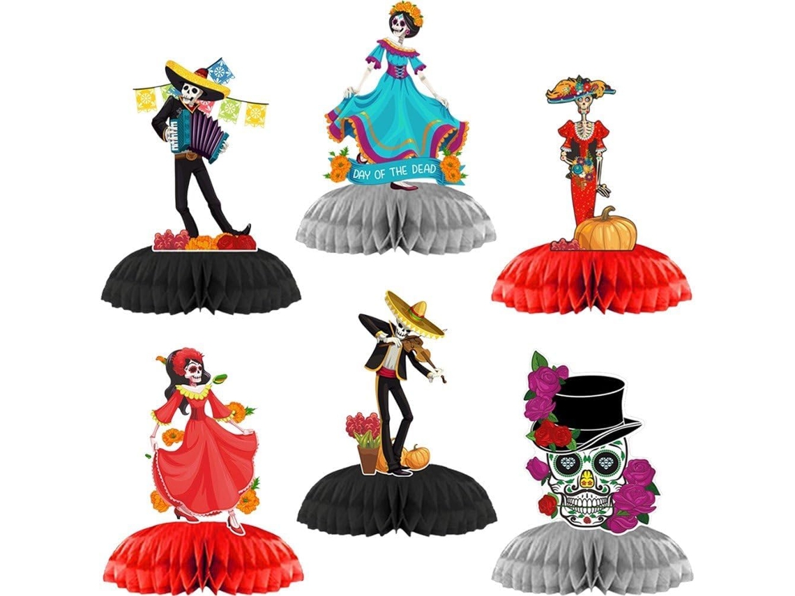 Lotte De 6 Decorações de Mesa Dia de Los Muertos, Centros de Mesa Em Nest de Para Halloween,