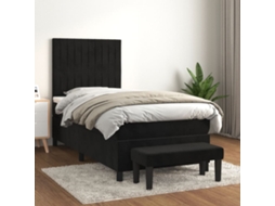 Vidaxl Cama Com Molas/colchão 90x200 Cm Veludo Preto