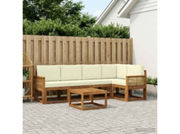 Vidaxl Conjunto De Sofás Para Exterior 6 Pcs Natural E Creme