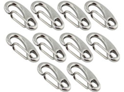 Conjunto De 10 Mosquetões Com Gancho Pressão, Aço Inoxidável
