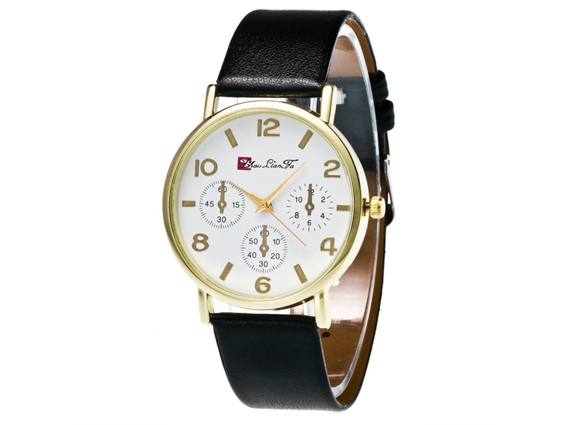 Relógio de pulso masculino Zhoulian Fa Fashion com calendário e pulseira de couro.