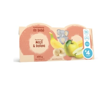 Puré de Fruta Maçã e Banana 4M CONTINENTE DO BEBÉ