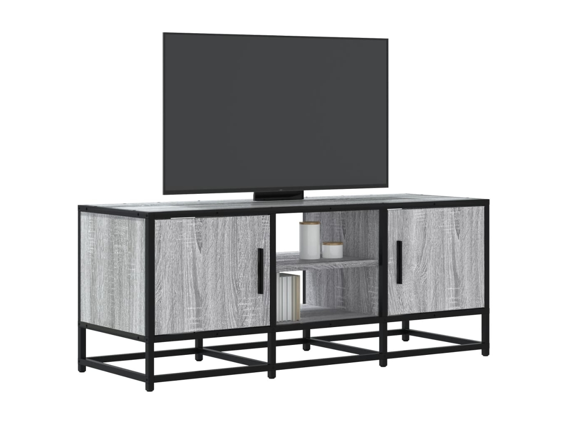 Vidaxl Móvel P/ Tv 100x35x41cm Derivados Madeira/metal Cinzento Sonoma