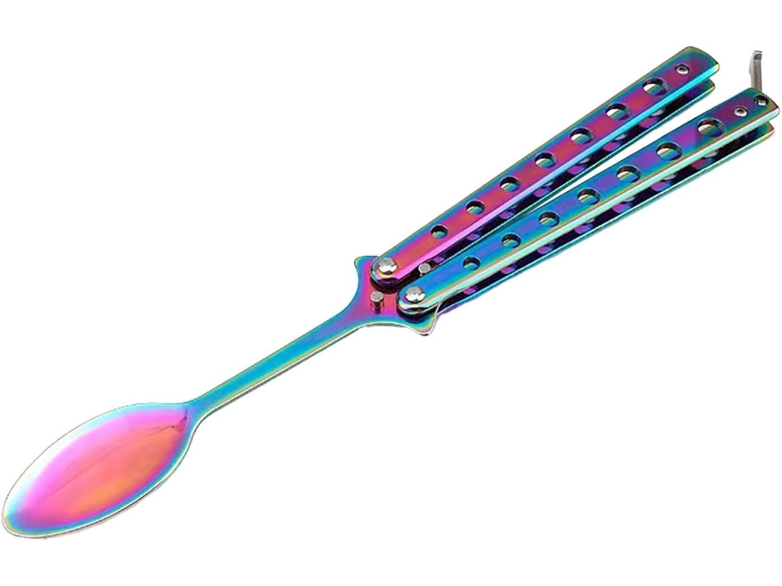 Colher Borboleta, Utensílio De Treinamento Portátil Para Uso Externo, Cabo Colorido