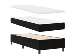 Cama Bospring Com Colchão & Banco Preto Veludo Vidaxl Preto Fabric (80x200 Cm)