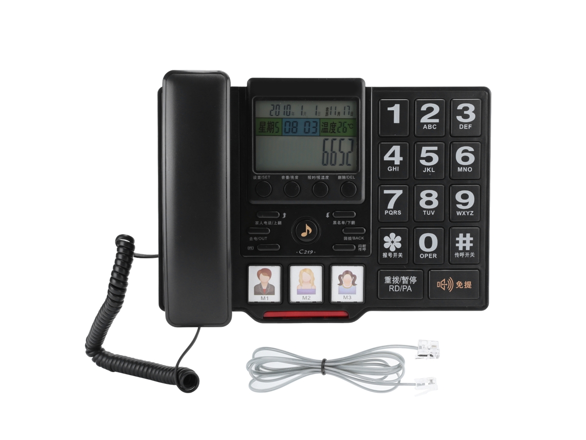 C219 Número De Identificação De Chamadas De Telefone Residencial Com Volume Ajustável Para Escritório Slowmoose