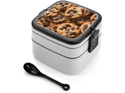Lancheira Bento Com 2 Compartimentos Para Biscoitos De Chocolate, Com Colheres Para Preparar Refeições E Atividades Ao