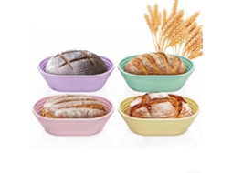Conjunto De 4 Cestos Banneton Para Pão Artesanal, Em Silicone, Para Massa Madre, Fermentação Natural E Padaria Doméstica
