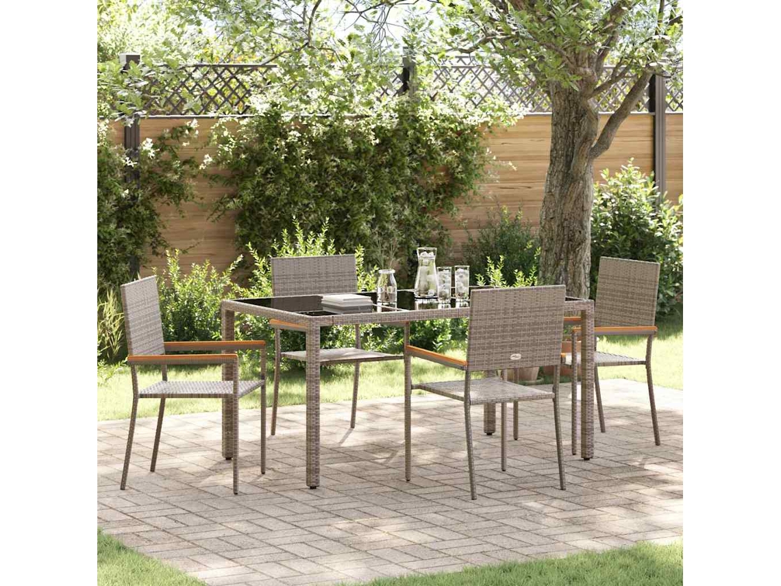 Vidaxl Conjunto De Jantar Para Jardim 5 Unid. Cinzeto Vime Pe