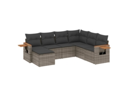 Conjunto de 7 Sofás para Jardim com Almofadões Vime Pe Cinzento MAISON EXCLUSIVE (7 pcs)