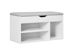 Rack de Sapatos com Banco, Assento, Gaveta e Dois Níveis de Armazenamento, 80x30x43cm Branco | S/MARCA