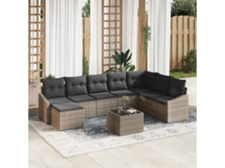 Vidaxl Conjunto De Sofá De Jardim 8 Unid. Cinzento-claro Vime Pe