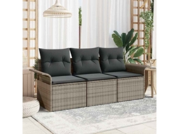 Vidaxl Conjunto De Sofás 3 Unid. 3-número De Lugares Cinzeto Vime Pe