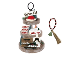 Laxiscreed Conjunto De 7 Bandejas Decorativas De Natal Com Contas Em Estilo Rústico E Campestre