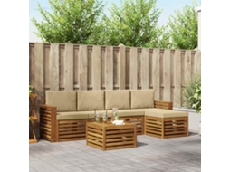 Vidaxl Conjunto De Sofás Para Exterior 6 Unid. Natural E Bege