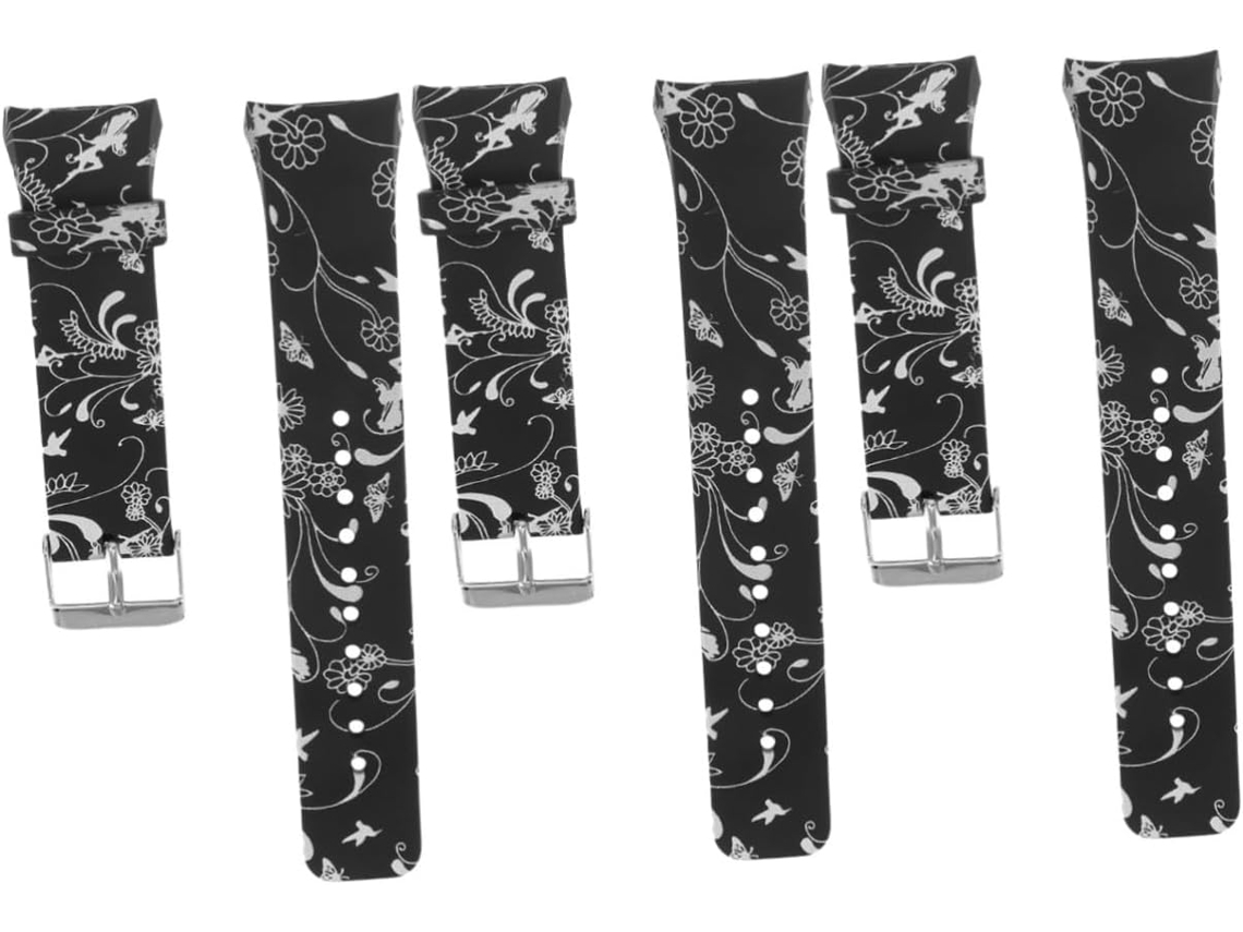 Conjunto De 3 Pulseiras De Silicone Para Gear S2 R720, Estilo Flor Preta, Confortáveis E Modernas.
