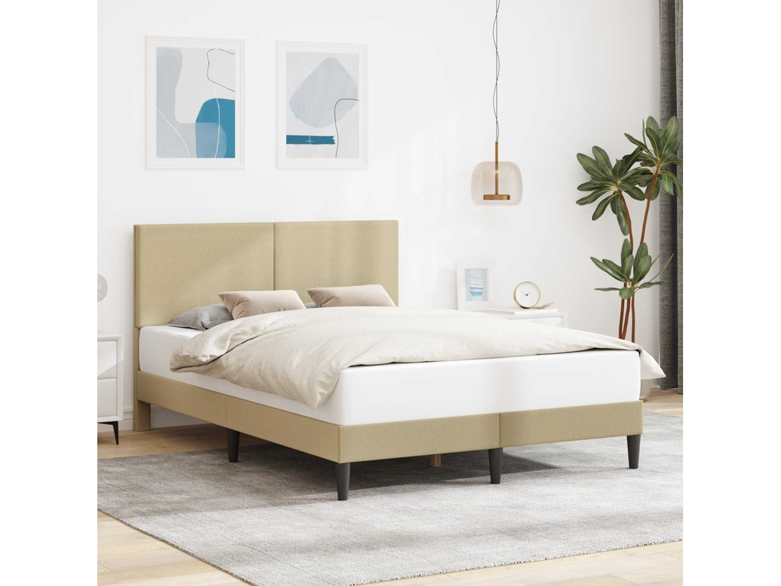 Vidaxl Estrutura Da Cama Com Cabeceira Cinza Verde Claro 140 X 200 Cm