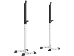 Suporte para Barra VELTUS TRADE 2 unidades, capacidade até 150 Kg, altura ajustável, aço, branco e preto