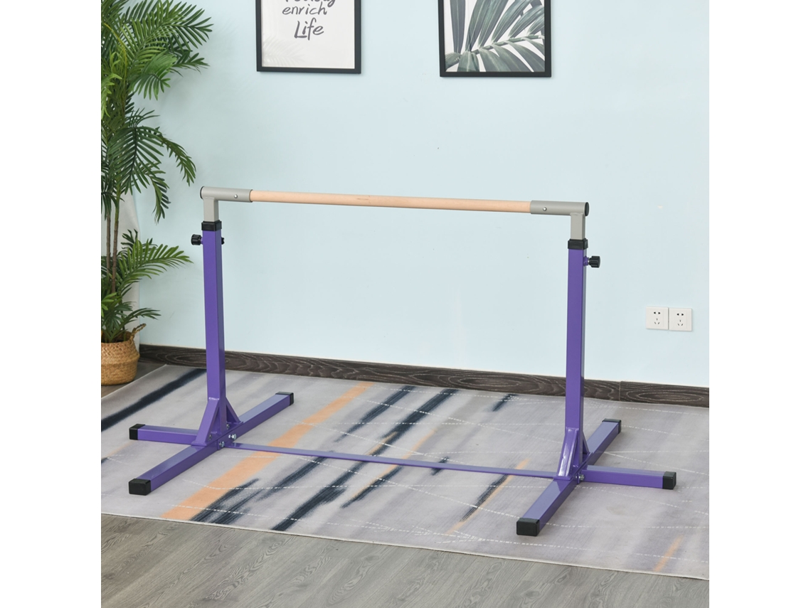 Barra Ginástica Infantil +3 Anos, Altura Ajustável 92-150 Cm, Carga 75 Kg, 194x121x150 Cm, Violeta