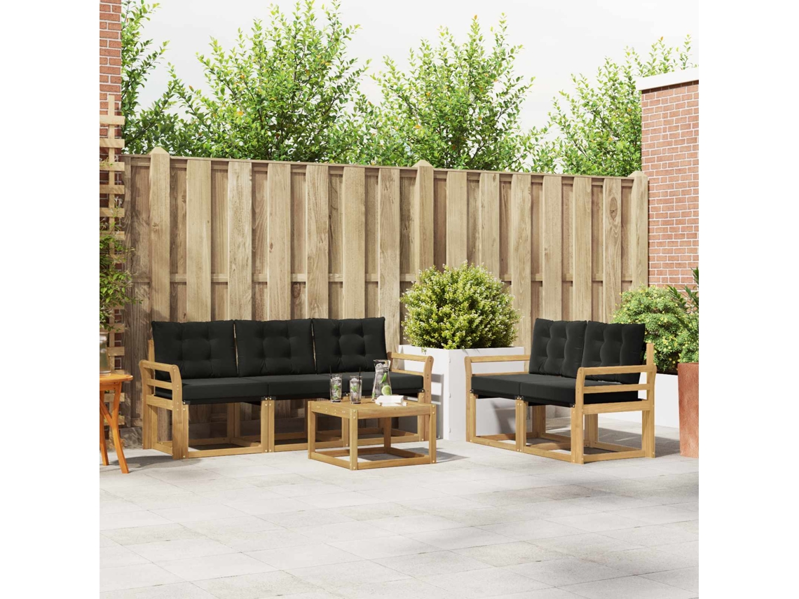 Vidaxl Conjunto De Sofás Para Exterior 6 Unid. Branco E Preto