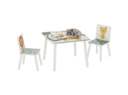 Conjunto de Móveis Infantis com Mesa, 2 Cadeiras e Estampa de Animais, Verde CHEZMOI