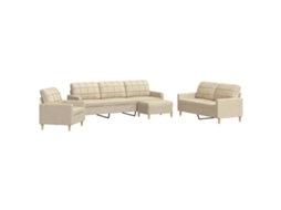 Sofa Set, Sofa Sets Vidaxl Creme Tecido (n/a)