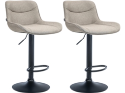 Conjunto de 2 Bancos de Bar Vonore em Tecido Taupe/Preto CLP